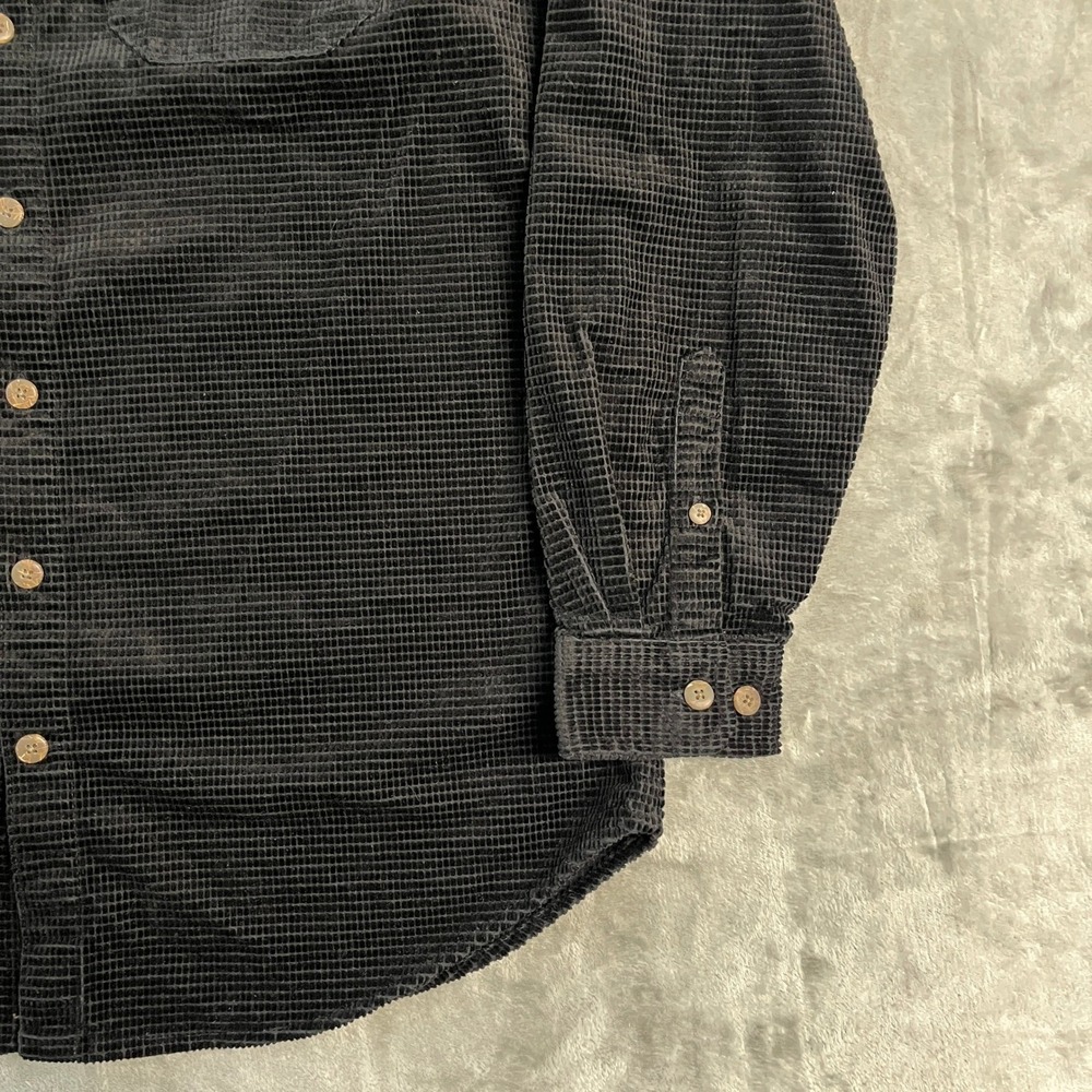 Territory Ahead Mens MT Black Waffle Corduroy Long Sleeve Button Down Shirt EUC - Picture 6 of 15